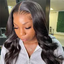 UNice-Peluca de pelo largo ondulado, 4x4 pulgadas, cierre de densidad, 180% y 150% Natural, con línea de pelo Natural prearrancado