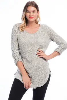 

Sans Textile Women 'S Gray Peto Pocket Sleeve Detailed Long Tunic 65 N15665