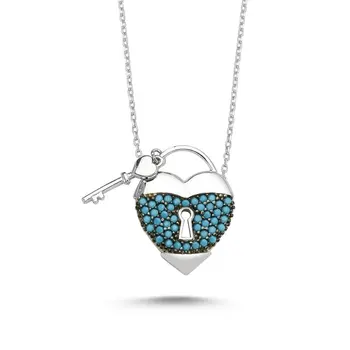 

Angemiel 925 Silver Heart & Key Ghost Pendant-Rose Gold Plated