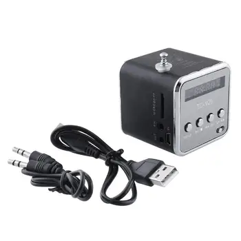 

V26 Mini FM Radio Receiver MP3 Music Player Portable Aluminum Alloy Digital LCD Sound Micro SD/TF FM Radio Stereo Loudspeaker