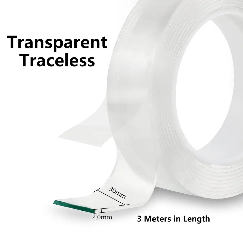 

2mm thick *30mm*3 meters Powerful nano No Trace Double-sided Tape can be washed Universal magic glue No Box