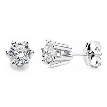 

Earrings 18k white gold claws 6mm cubic zirconia [AA2156]