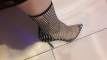 Discoteca Rhinestone Bling protector solar de verano transpirable punta tacones altos moderno botas sobre la rodilla de malla