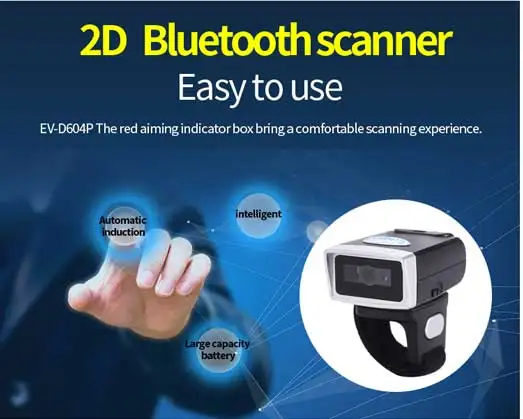 Portátil Wearable Barcode Scanner, Mini Finger Bar