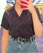 Blouse Women Shirt Tops Cardigan Short-Sleeve Office Loose Formal Yellow Casual Fashion