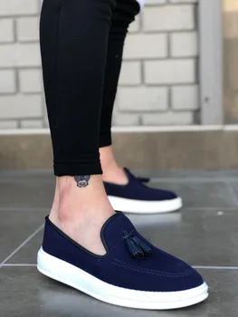 

BA0005 Step-in High Bottom Navy Blue White Linen Classic Fringed 428836563