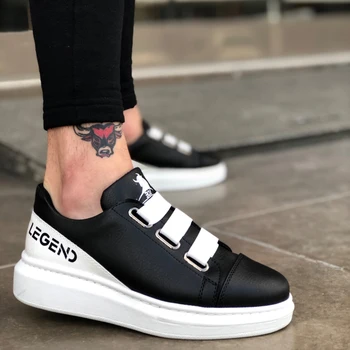 

BA0029 3 Tape Legend Black White Thick Bottom Men Shoes. Van, chaussure, air, para, flip, cover, lace, shoelaces, loafer