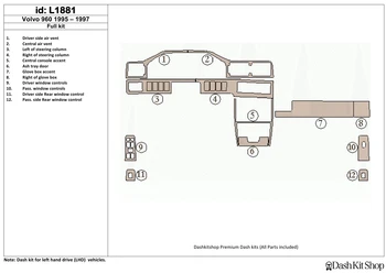 

Interior lining for Volvo 960 1995-1997. Set L1881.