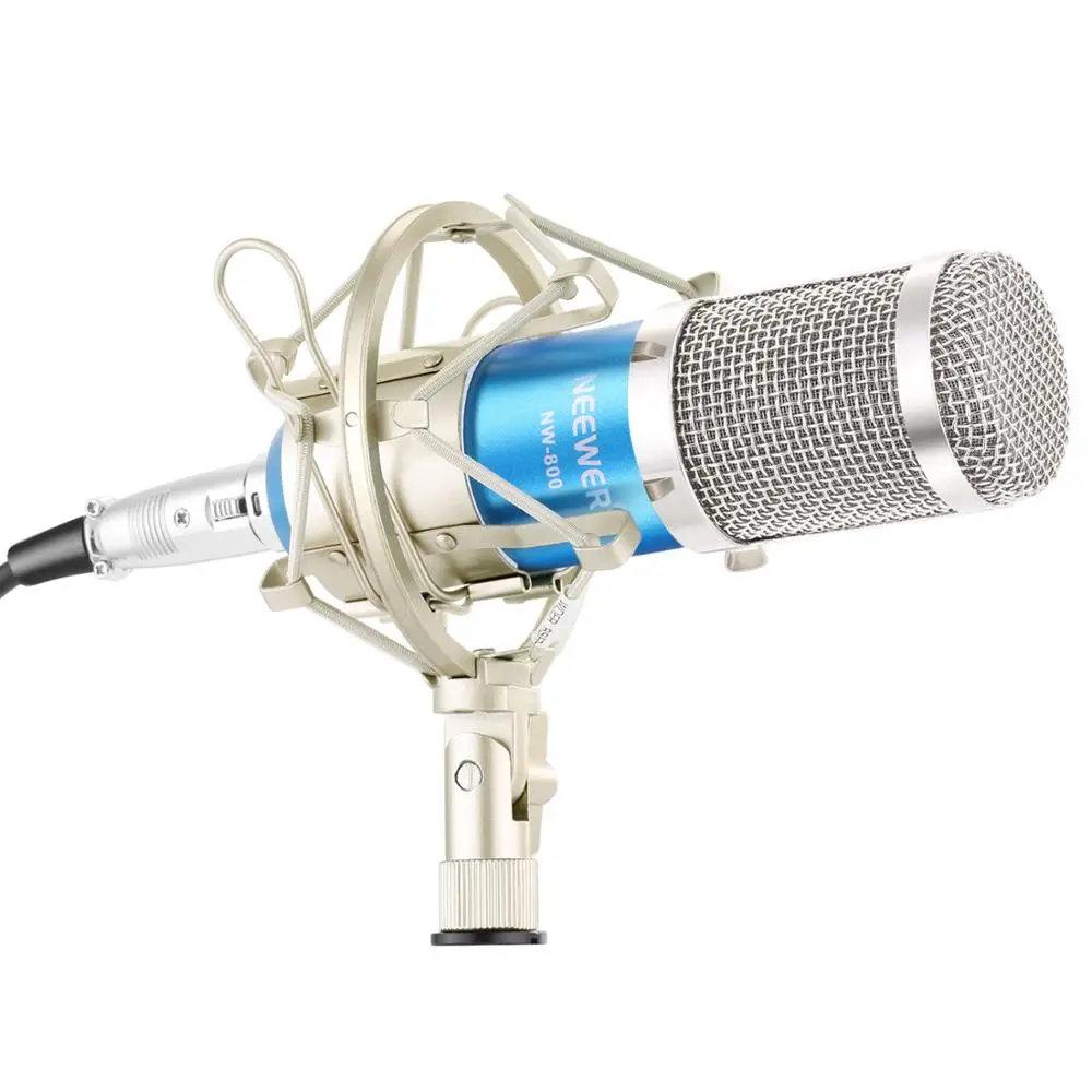 Blue Neewer NW-800 Professional Studio Microphone Set Including NW-800 Condenser Microphone Microphone Shock Mount Ball-type Anti-wind Foam Cap and Microphone Power Cable 