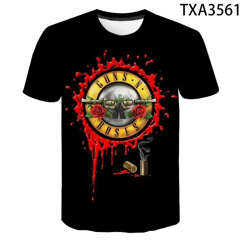 Летние футболки Guns N Roses с 3D принтом повседневные мужские женские Детские Модные