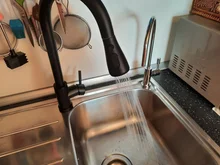 Rozin-grifo de cocina de níquel bruñido, mezclador de fregadero con boquilla extraíble de un solo orificio, cabezal pulverizador de corriente, cromado/mezclador negro
