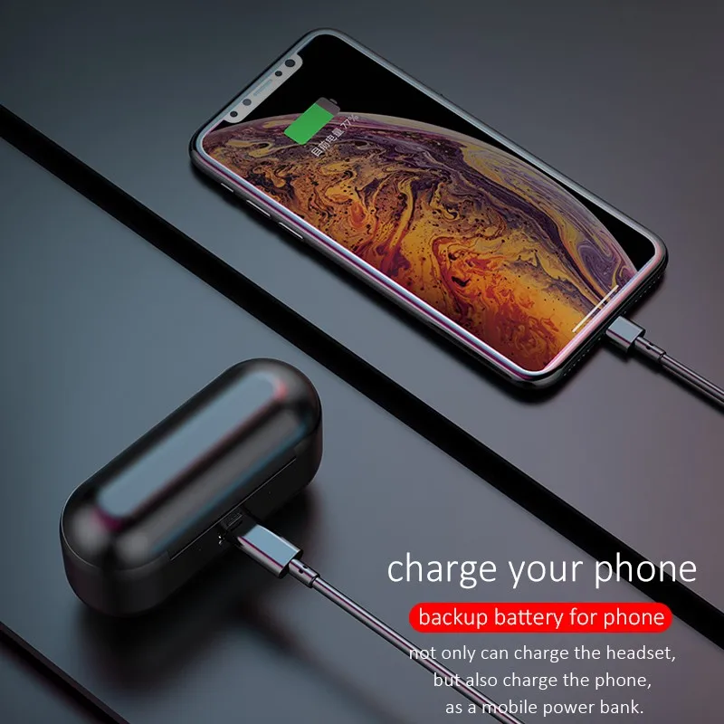 F9 TWS Wireless Bluetooth Headset sport bluetooth earphone Mini In Ear Earbuds 9D HIFI Sound With Charge Box