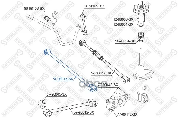 57-98016-Sx_рычаг Задней Подвески Передний! Toyota Camry Acv3#/Mcv30 01 Stellox 5798016sx Stellox арт. 5798016SX