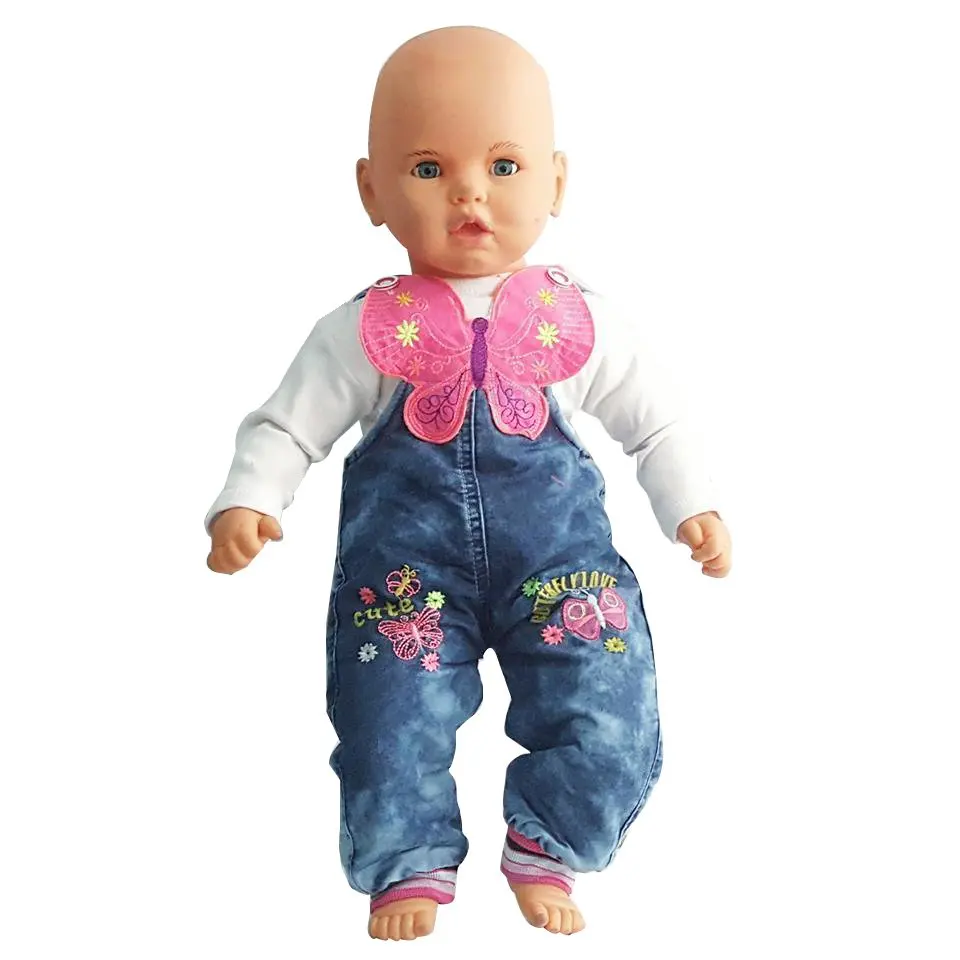 

Butterfly Embroidered Badisiz Blue Baby Jeans Salopet Gardener Baby Rompers