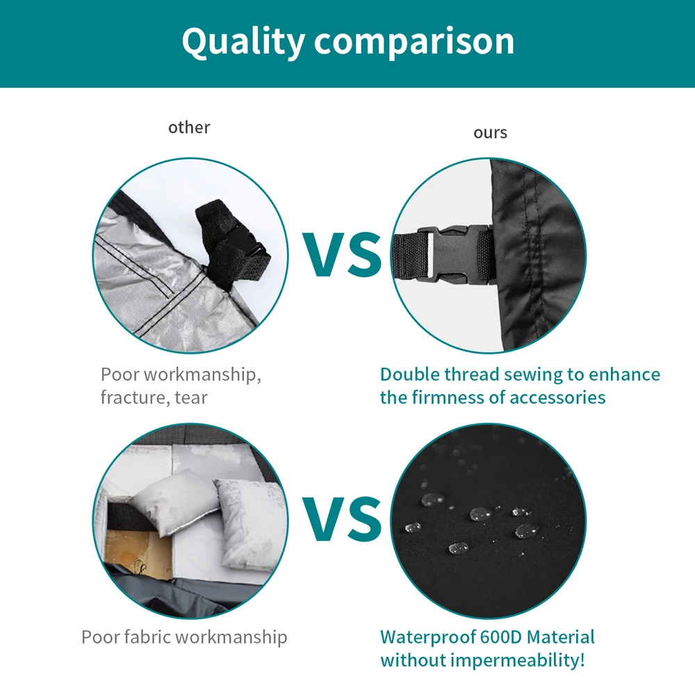 Outdoor Garden Furniture Covers for All Weathers 600D Oxford for Patio Rattan Table Chair Sofa Waterproof Dust 125x125x74cm 3