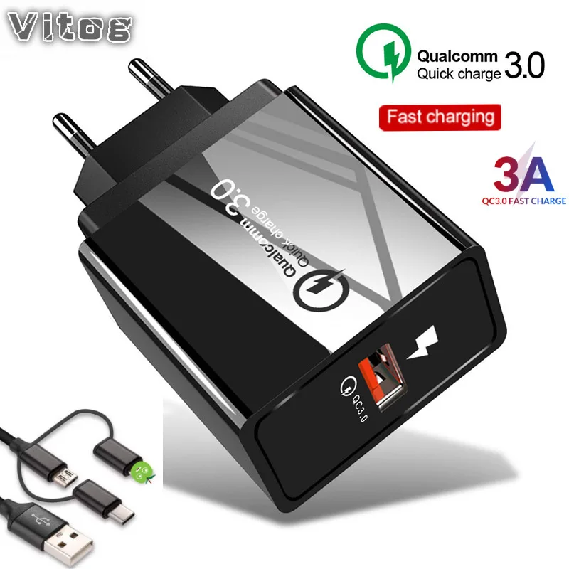 

Quick Charge 3.0 USB Charger Universal 3A EU/US 4Port Phone Charger Fast Charging Wall Charger For iPhone Samsung Huawei Charge