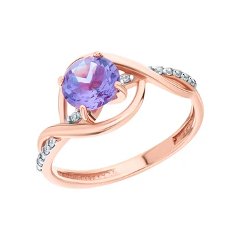 

Silver ring with alexite and cubic zirconia sunlight sample 925