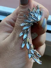 2021 nueva moda elegante Vintage Punk gótico para la oreja, de estrás de cristal brazalete de Clip de perno pendientes 1E321