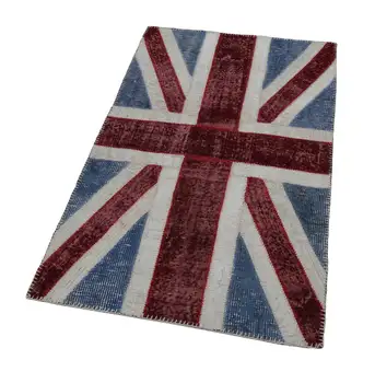

87x152 Cm British Handmade Flag Patchwork Rug-3x5 Ft