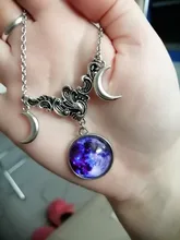 Cristal de vidrio Luna collar COLGANTE media luna bruja joyería de Luna simple collar joyería pagano mago regalo