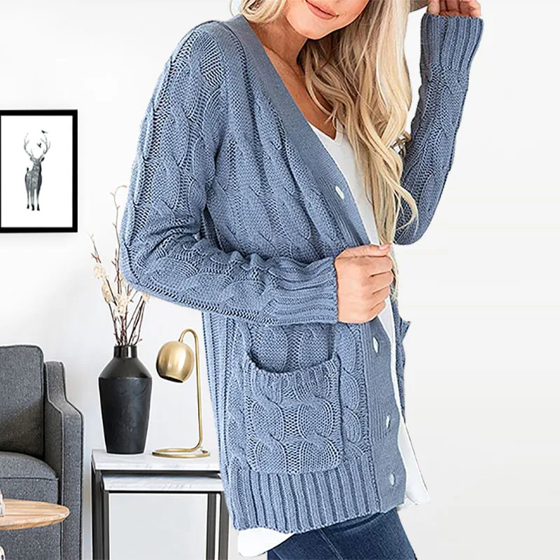 Winter Fashion Woman Sweaters Long Sleeve Solid Color Knitted Cardigan Sweater Coat Tops Women Clothing Plus Size 2020 New |