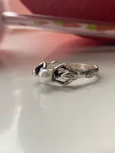 Anillo de compromiso de dos sirenas con perlas para mujer, joyería de boda, Color plata antigua, regalos de amor