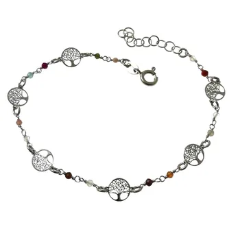 

Law silver bracelet 925m rhodium-plated 19cm. Trees of Life openwork chain stones colors closure reasa