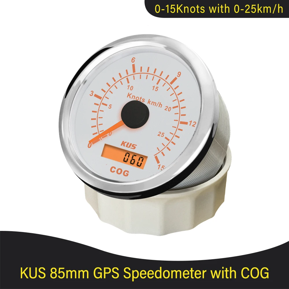 KUS Universal GPS Tachometer Speed Gauge 15 Knoten 30 Knoten 60 Knoten für  Boot Yachten 85mm mit Rot Gelb verfügbar Hintergrundbeleuchtung