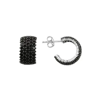

Angemiel 925 Silver 5 Row Black Zircon Stone Tamtur Earrings