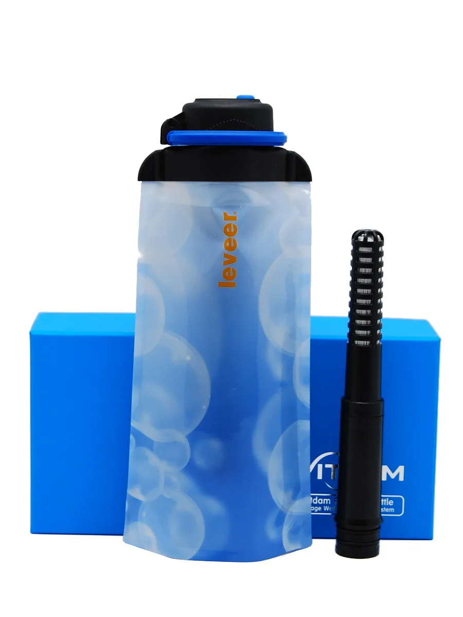 Water bottle with filter foldable vitdam, blue, Volume 700 ml (b070sbw