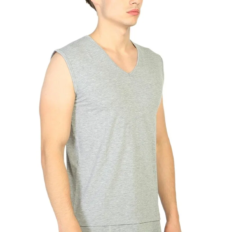 Focuswear-5 шт.-без рукавов с v-образным вырезом мужские нижнее белье - Цвет: Серый