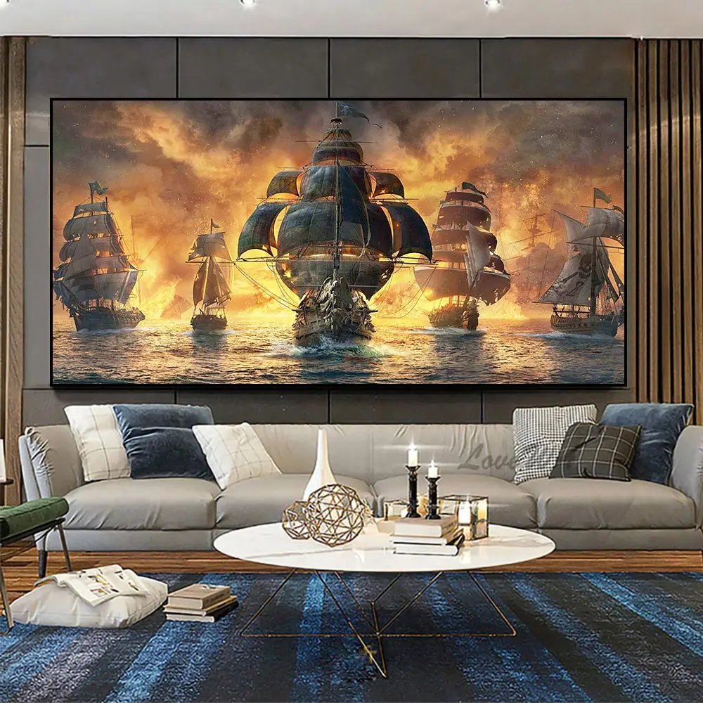 Sailing Ship Seascape Oil Painting The Age Of Sailing Decor Art Canvas  Paintings For Living Room Wall Art Poster Art Home Decor - AliExpress