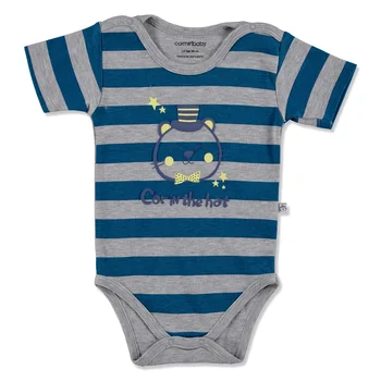

ebebek Carmin Baby Summer Boy Bowtie Cat Printed Interlock Short Sleeve Bodysuit