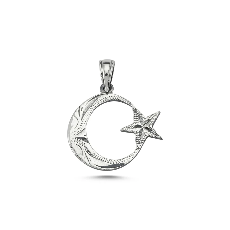 

Silver 925 Sterling Moon Star Pattern Pendant