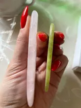 Gua Sha-Rodillo de piedra de jade para masaje facial, rodillo estiramiento piel cuello, doble cabezal, relajación de la piel, piedra de jade natural