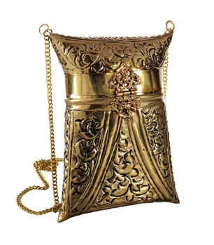 

Brass Party Bag - Craft Made - Chain and Closure - Vertical Pattern
