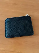 Cartera delgada de cuero PU Unisex, Tarjetero con cremallera, funda para tarjetas de crédito, Mini tarjetero, regalo