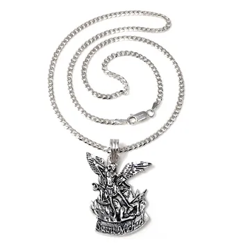 

Pendant 925 Sterling silver m silhouette San Mlchael 37mm. Chunky chain 50cm. Chin rest smooth locking carabiner-RECORDING INCLUDED