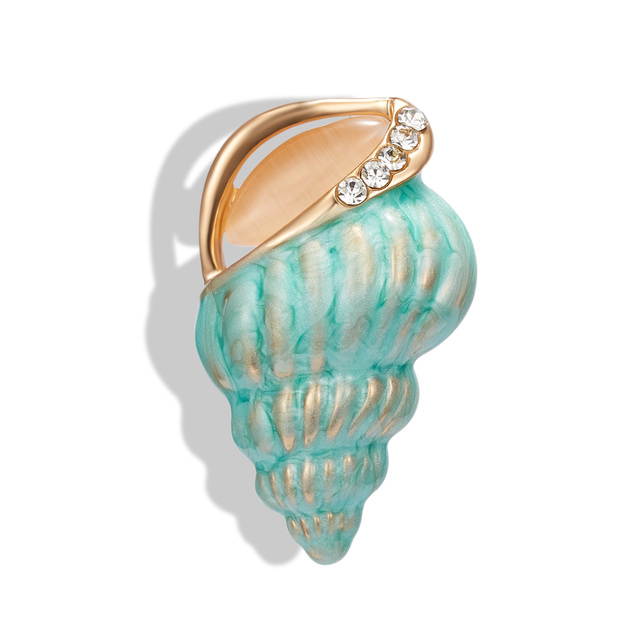 Gold Fish Brooches For Women Cute Sea Snail Aquatic Animal Rhinestone Design Brooch Lapel Pin  Jewelry Gifts Accessories