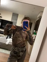 Vintage Top Blouse Turtleneck Long-Sleeve Bodycon Renaissance-Print CHEERART Spandex