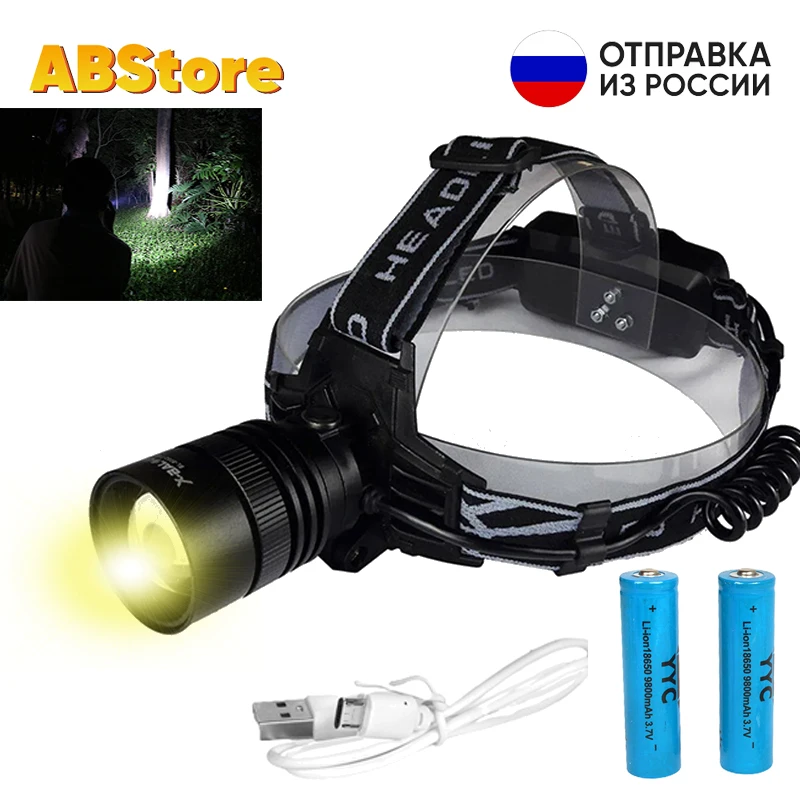 Rechargeable led headlamp bright powerful portable floodlight lamp camping trekking repair batteries flashlight waterproof lantern headlights fishing