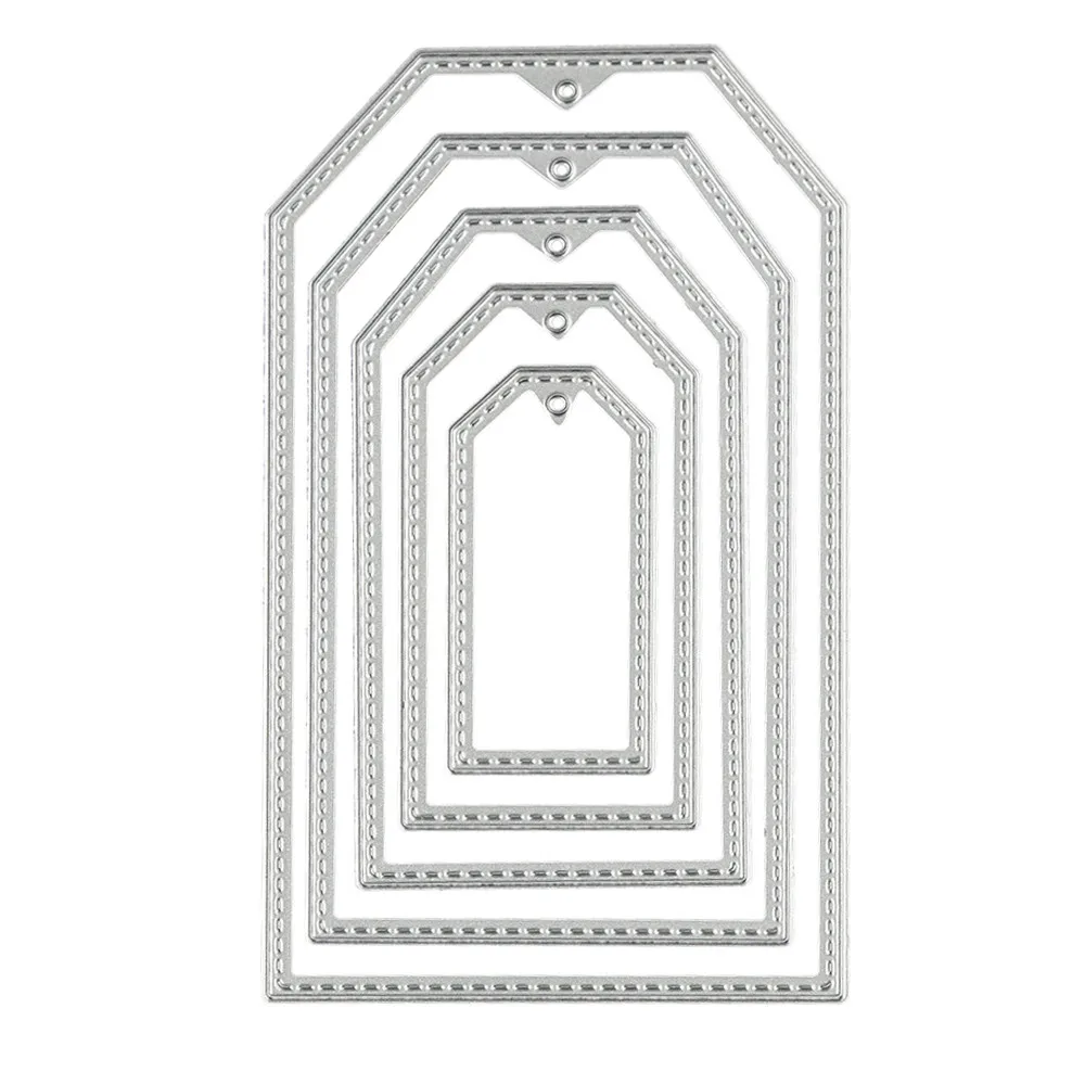 

5pcs Tag Frames Metal Cutting Dies Stencils For DIY Scrapbooking Embossing Paper Wedding Cards Die Cuts Photo Album Making Craft