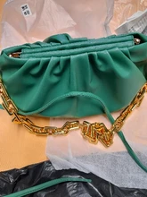 Bolso de mano de día para mujer, cadena dorada gruesa, pinza para masa, bolso de hombro, bolsa de hombro, Baguette plisado, 2021