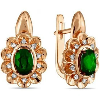 

Lucas gold emerald diamond earrings in red gold