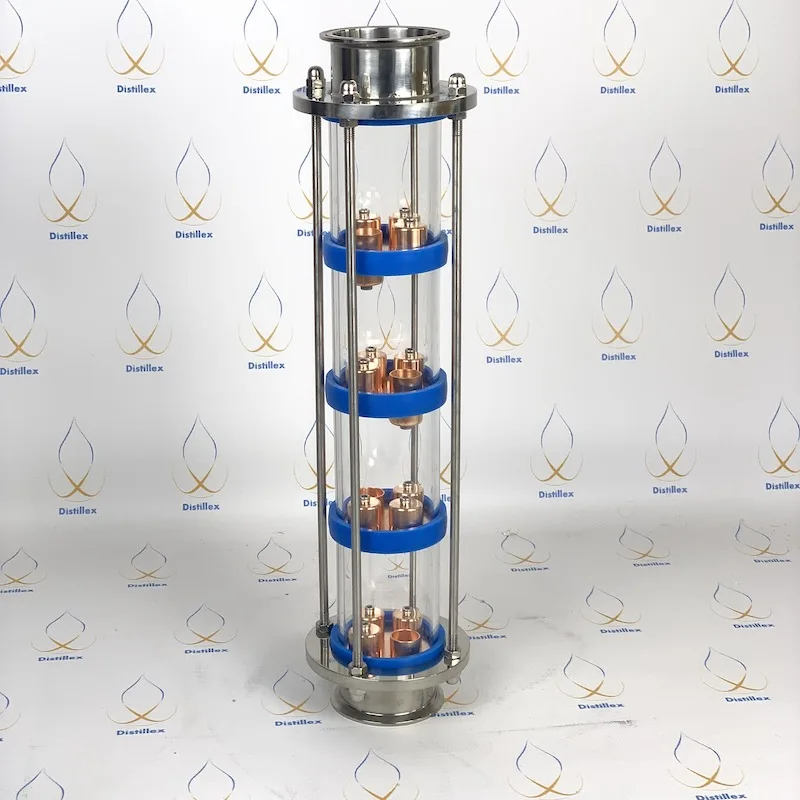 3" Copper Bubble plates Distillation Column with 4 section for Distillation .Glass column