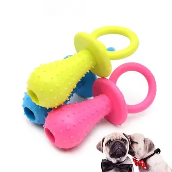 

Small Pet Dog Toys Chewing Toy Rubber Molar Pet Toy Sounding Teat Nipple Shape Teething Training Random Color