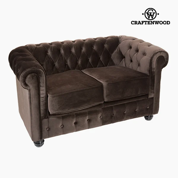 2 Seater Chesterfield Sofa Velvet Brown - Relax Retro Collection by Craftenwood
