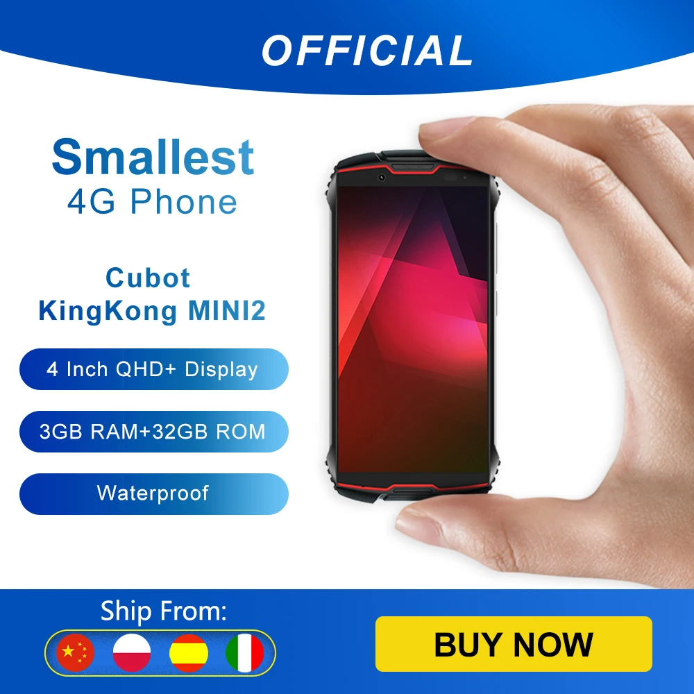 US $99.19 Cubot KingKong MINI2 Rugged Phone 4 QHD Screen Waterproof 4G LTE DualSIM Android 10 3GB32GB 13MP Camera MINI Phone Face ID