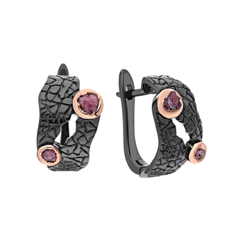 

Silver earrings with corundum sunlight sample 925