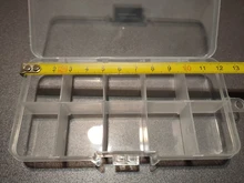 Caja de almacenamiento con bolsillos para señuelos de pesca, caja de 10 compartimentos para cebos de pesca, transparente, cuadrada